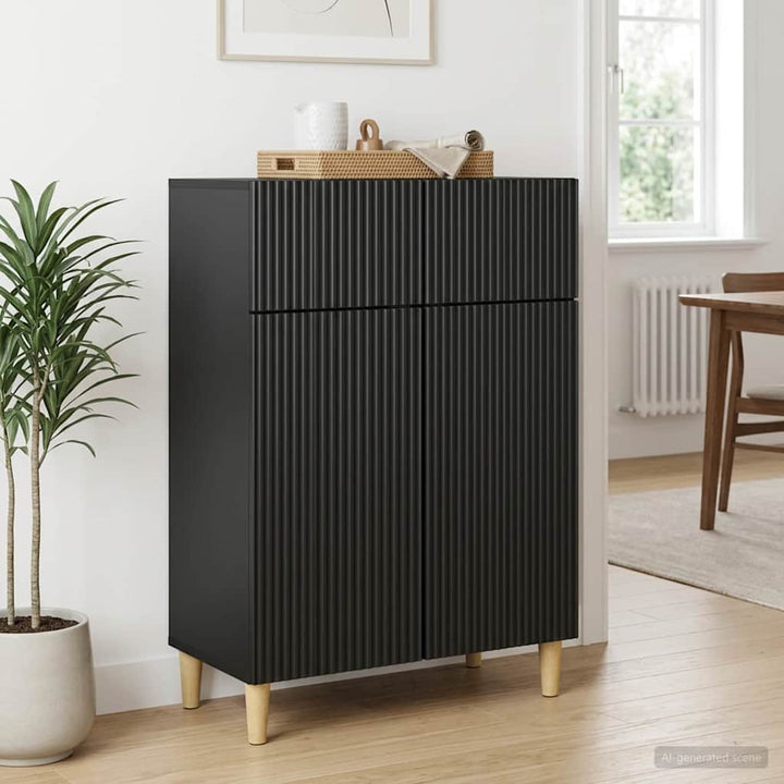 Sideboard med skuffe Sort 66 x 34,5 x 90 cm Konstrueret træ
