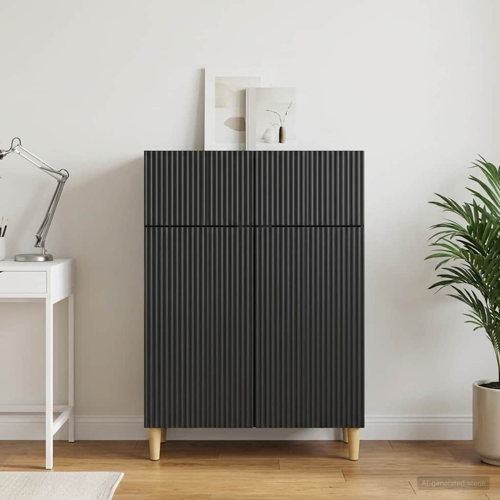 Sideboard med skuffe Sort 66 x 34,5 x 90 cm Konstrueret træ
