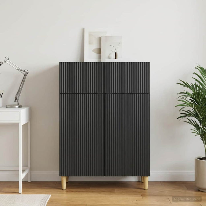Sideboard med skuffe Sort 66 x 34,5 x 90 cm Konstrueret træ