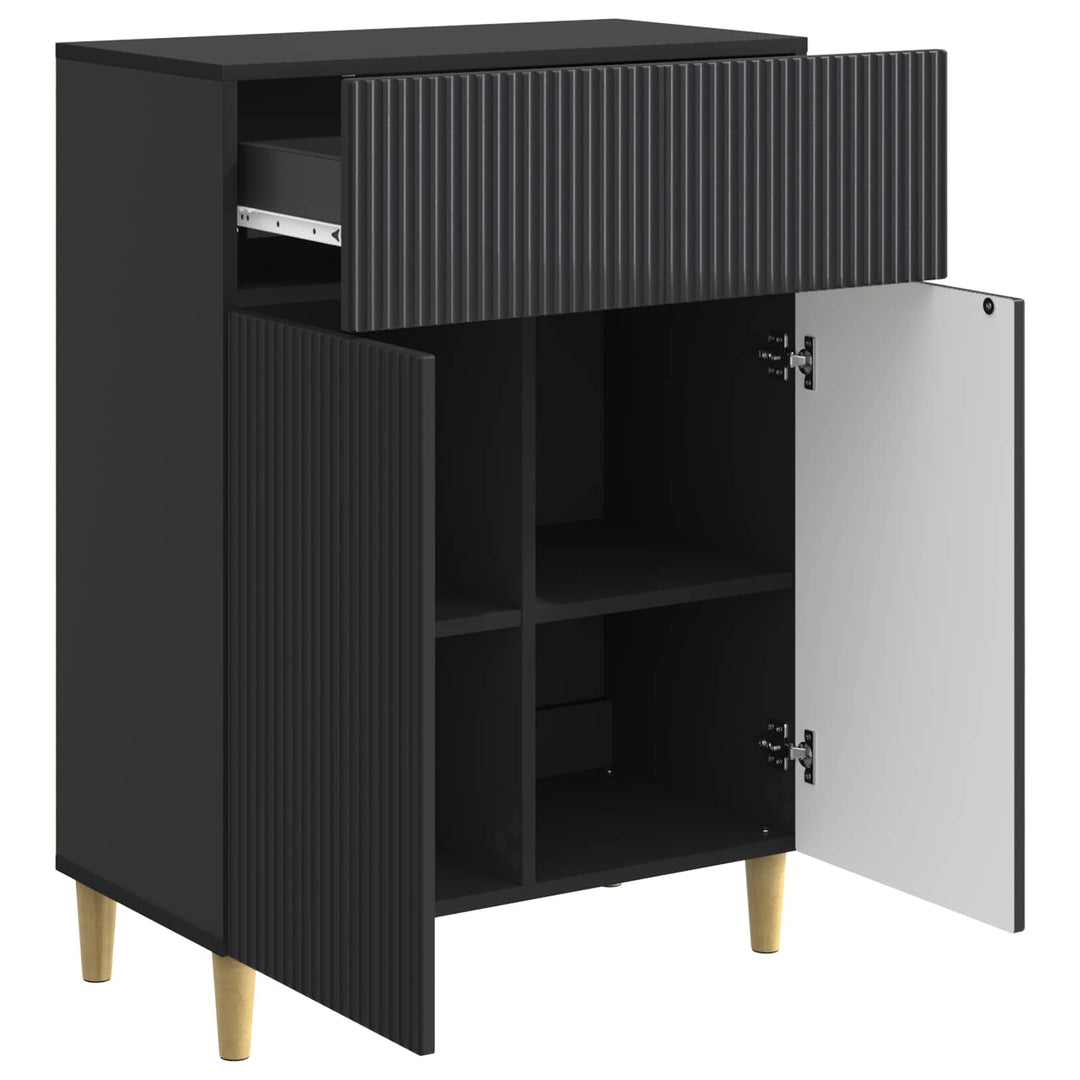 Sideboard med skuffe Sort 66 x 34,5 x 90 cm Konstrueret træ