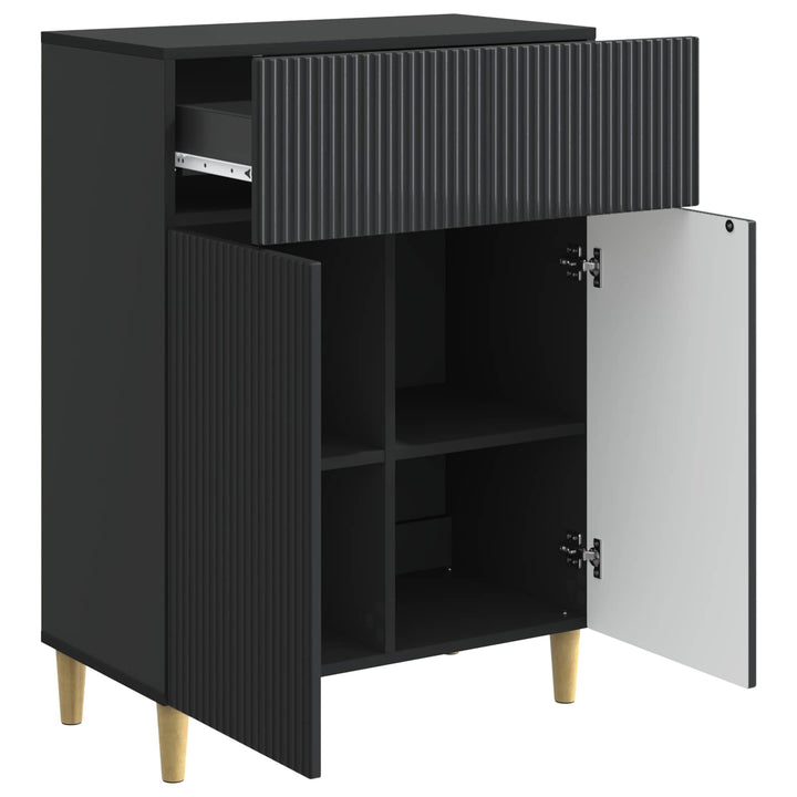 Sideboard med skuffe Sort 66 x 34,5 x 90 cm Konstrueret træ