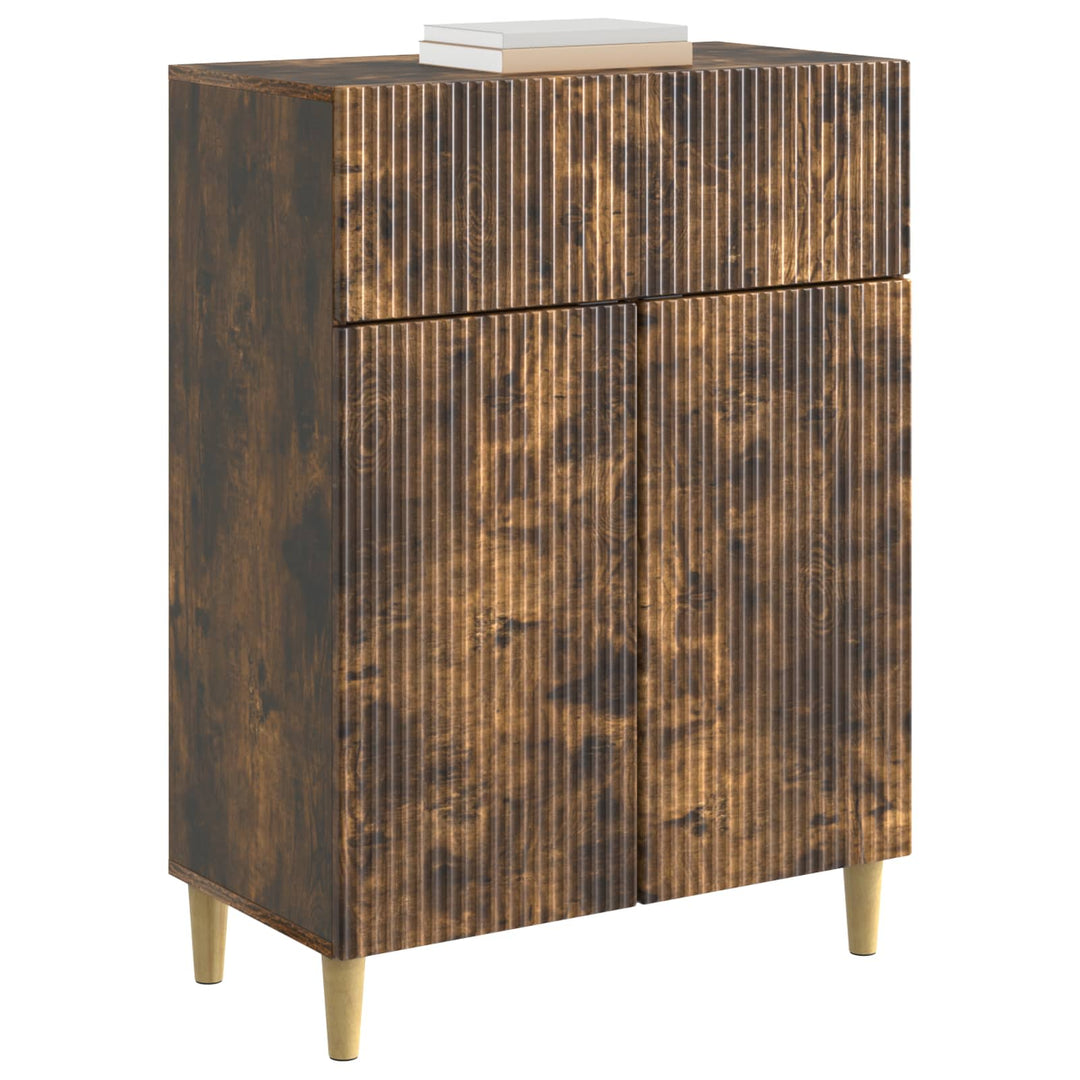 Sideboard med skuffe Røget eg 66 x 34,5 x 90 cm Konstrueret træ