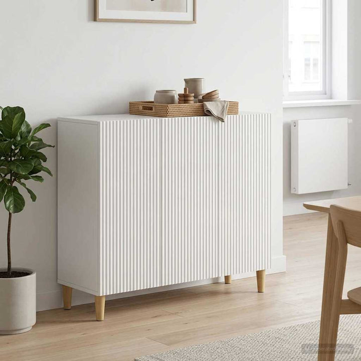 Sideboard Hvid højglans 89 x 34,5 x 80 cm Konstrueret træ