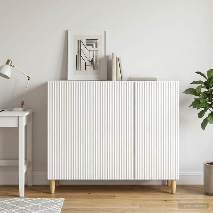 Sideboard Hvid højglans 89 x 34,5 x 80 cm Konstrueret træ