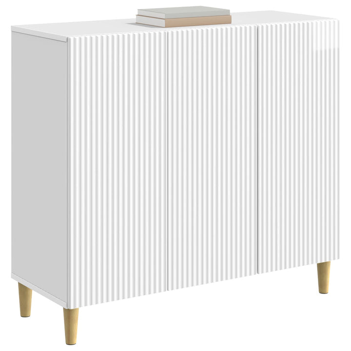 Sideboard Hvid højglans 89 x 34,5 x 80 cm Konstrueret træ