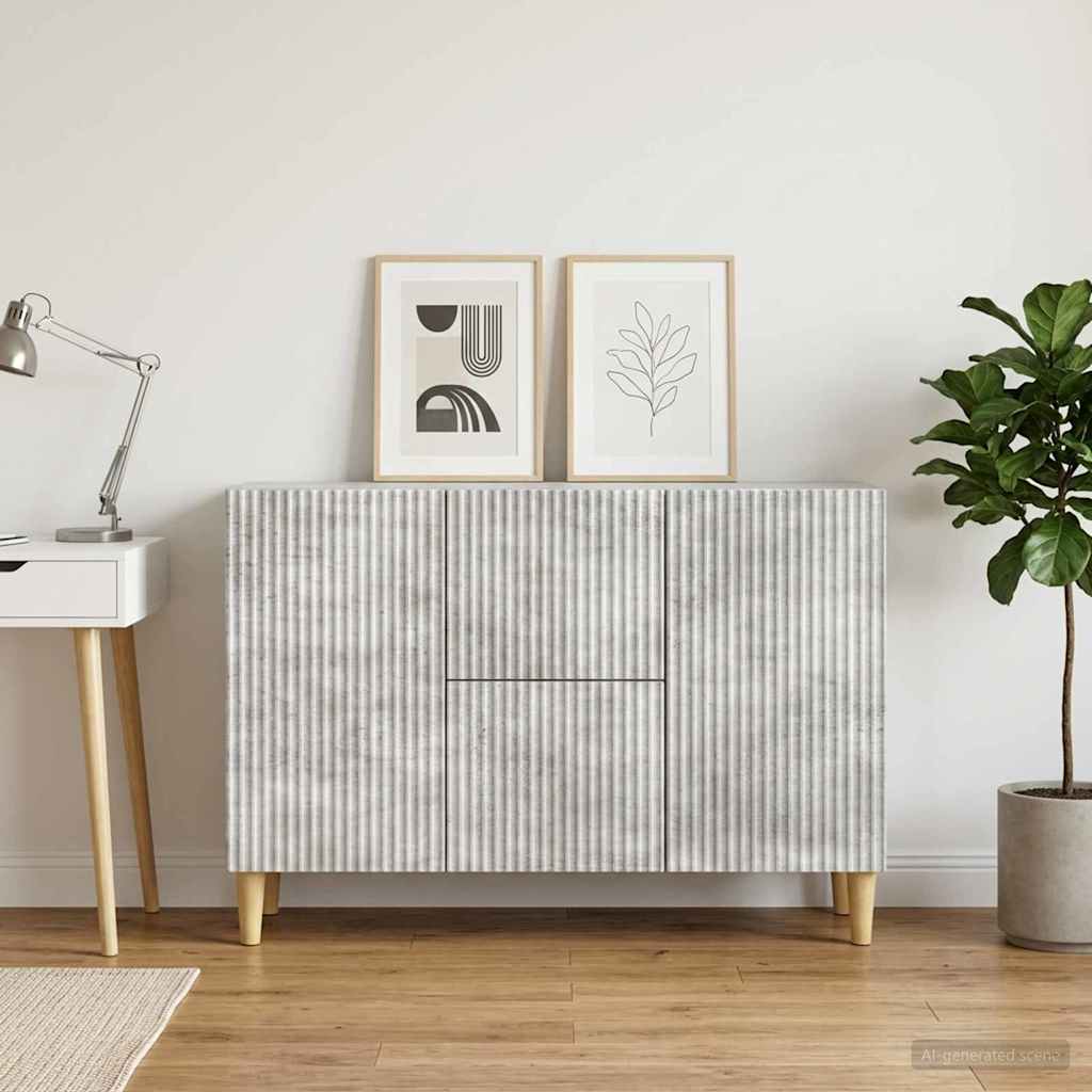 Sideboard med skuffe Betongrå 89 x 34,5 x 60 cm Konstrueret træ
