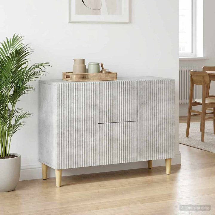 Sideboard med skuffe Betongrå 89 x 34,5 x 60 cm Konstrueret træ