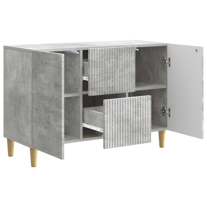 Sideboard med skuffe Betongrå 89 x 34,5 x 60 cm Konstrueret træ