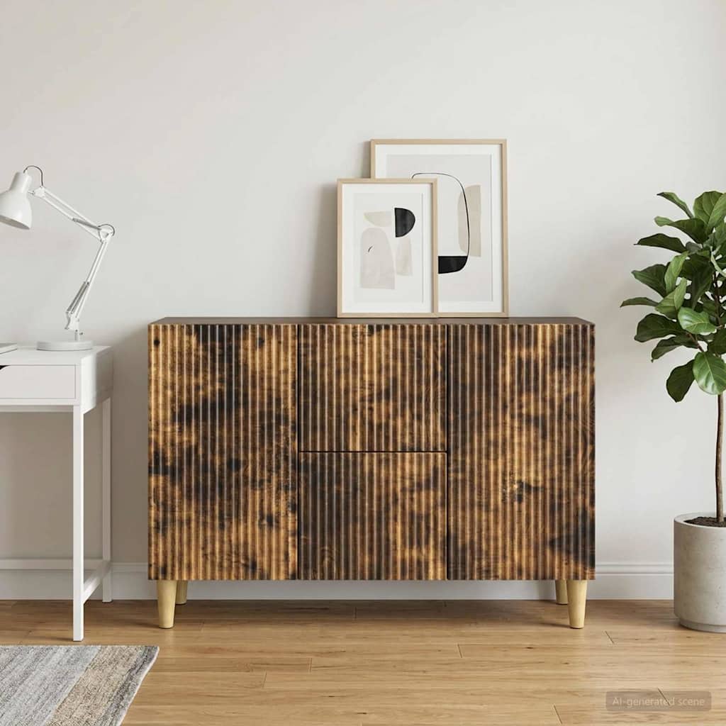 Sideboard med skuffe Røget eg 89 x 34,5 x 60 cm Konstrueret træ