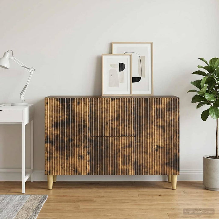Sideboard med skuffe Røget eg 89 x 34,5 x 60 cm Konstrueret træ