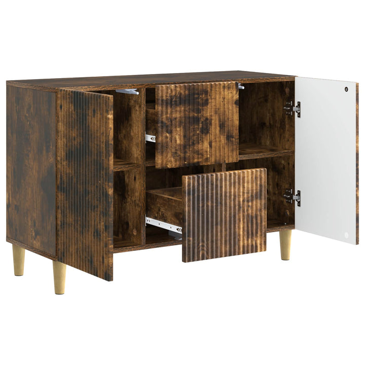 Sideboard med skuffe Røget eg 89 x 34,5 x 60 cm Konstrueret træ