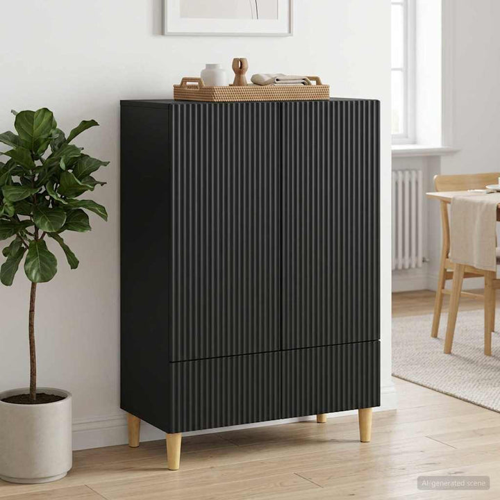 Sideboard med skuffe Sort 66 x 34,5 x 95 cm Konstrueret træ