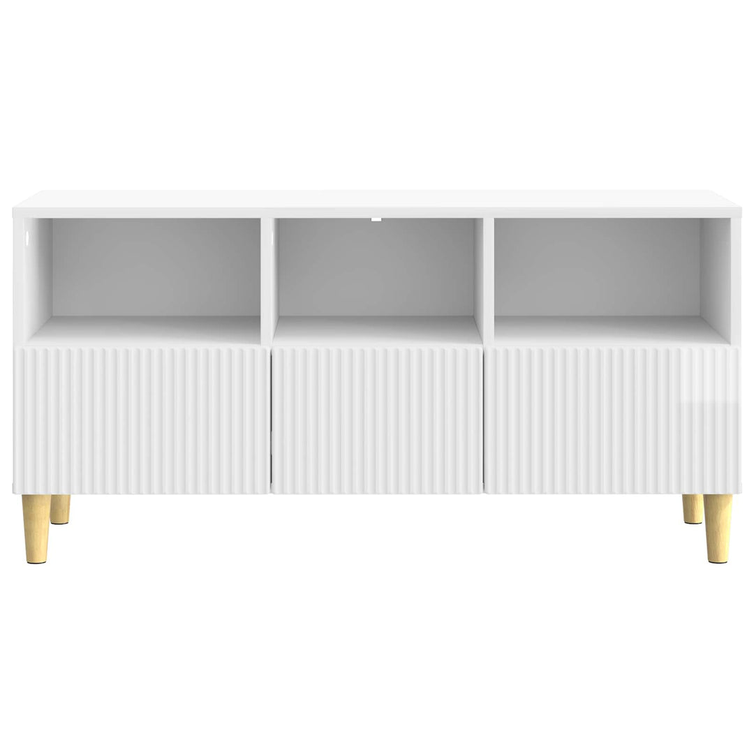 TV-skab Hvid højglans 102 x 34,5 x 50 cm Konstrueret træ