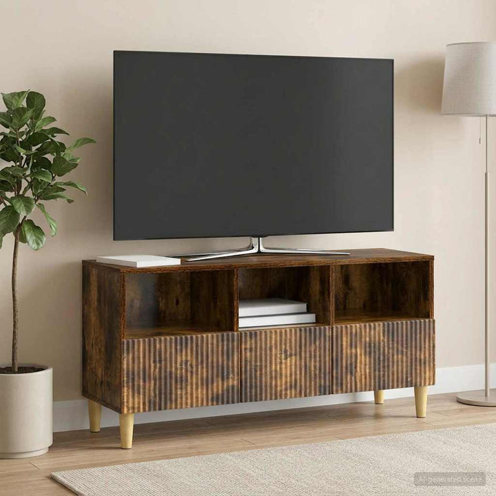 TV-skab 102 x 34,5 x 50 cm Røget eg Konstrueret træ