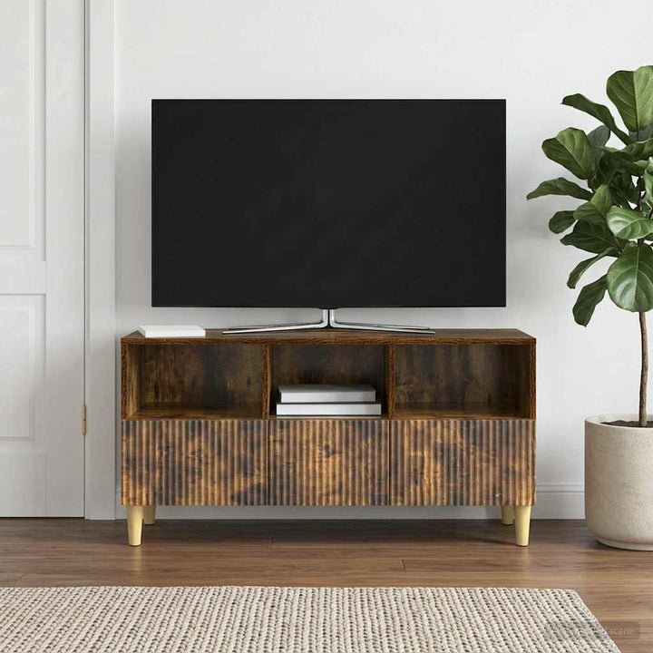TV-skab 102 x 34,5 x 50 cm Røget eg Konstrueret træ