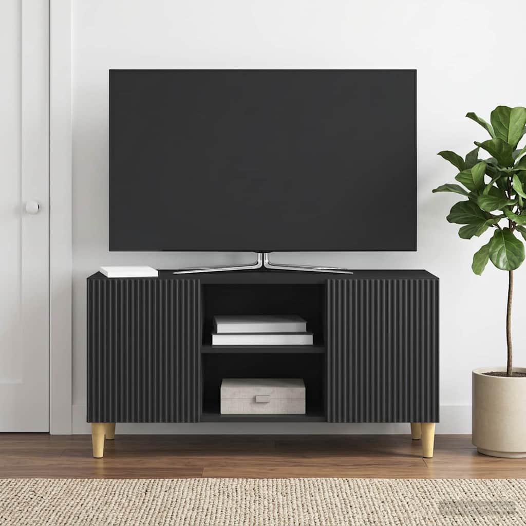 TV-skab Sort 102 x 34,5 x 50 cm Konstrueret træ