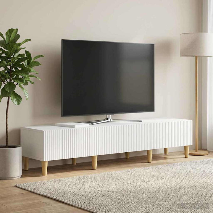 TV-skab Hvid højglans 147 x 34,5 x 30 cm Konstrueret træ