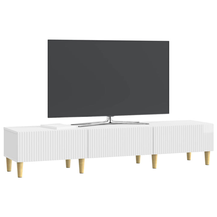 TV-skab Hvid højglans 147 x 34,5 x 30 cm Konstrueret træ