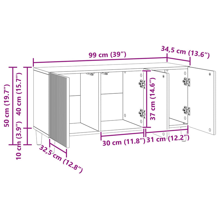 TV-skab Grå sonoma-eg 99 x 34,5 x 50 cm Konstrueret træ