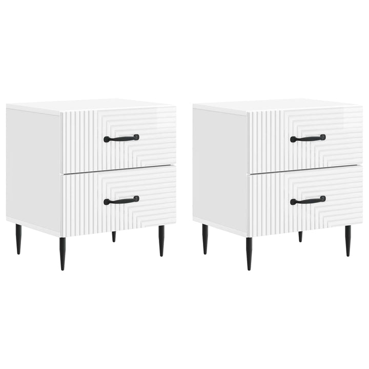 Natskab 2 pcs Hvid højglans 43 x 34,5 x 47,5 cm Konstrueret træ