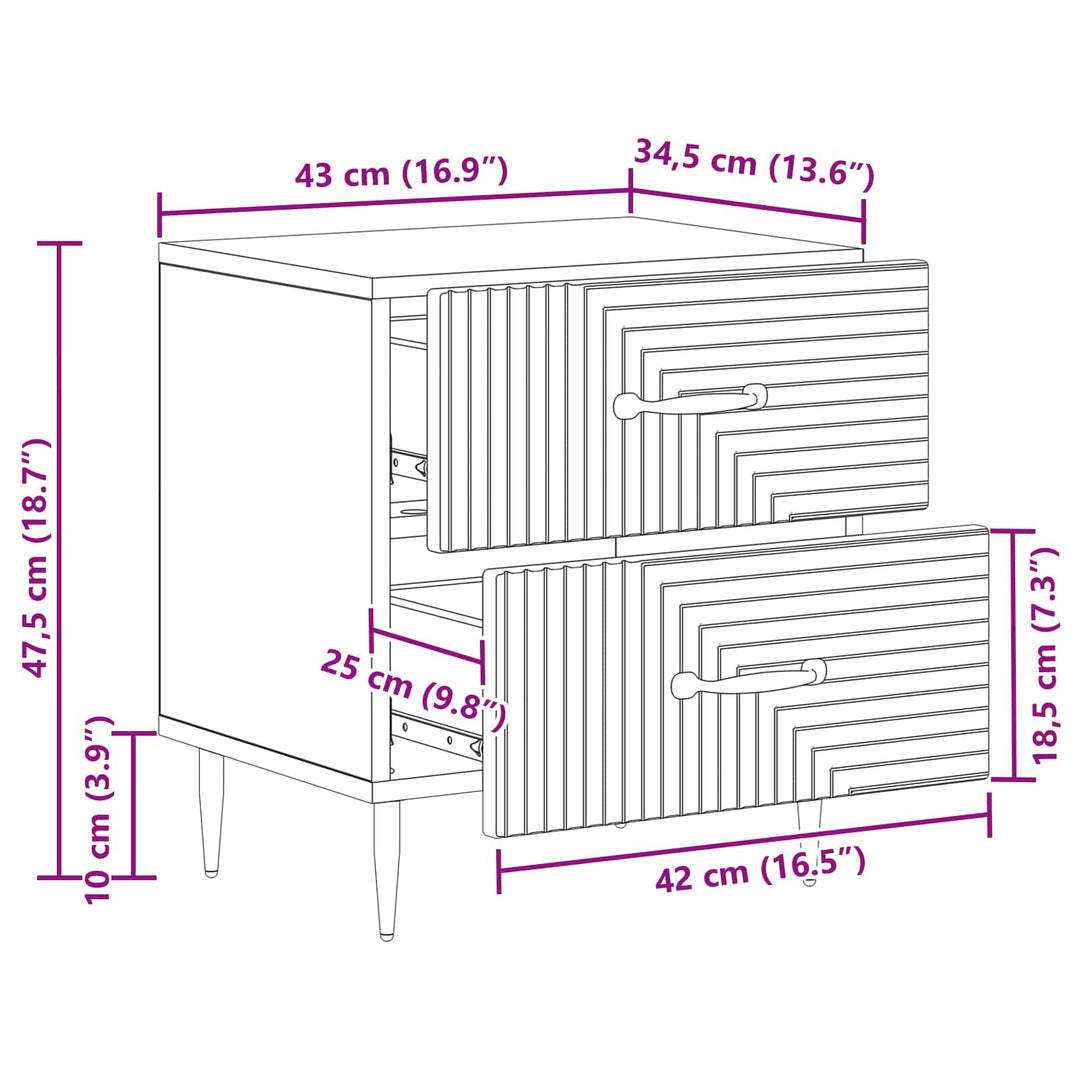 Natskab 2 pcs Grå sonoma-eg 43 x 34,5 x 47,5 cm Konstrueret træ