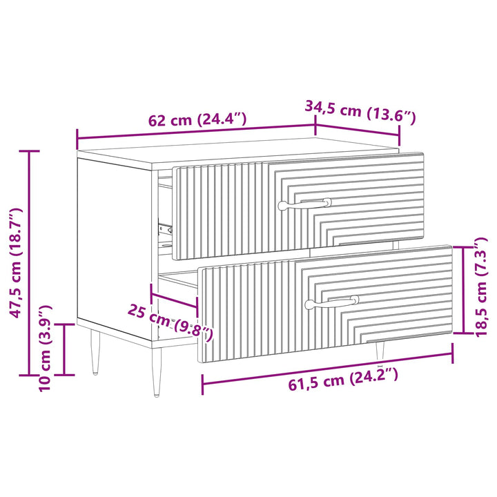 Natskab med skuffe Sort 62 x 34,5 x 47,5 cm Konstrueret træ