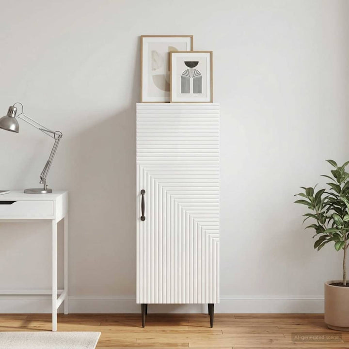Sideboard Hvid højglans 33 x 34,5 x 89,5 cm Konstrueret træ