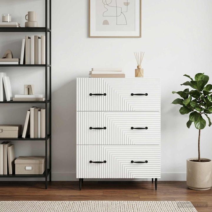 Skuffeskab Hvid 66 x 34,5 x 89,5 cm Konstrueret træ