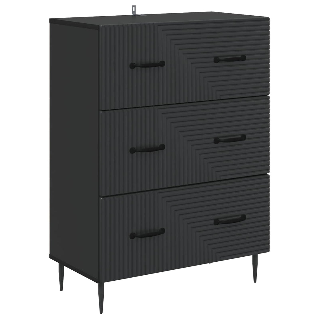 Skuffeskab Sort 66 x 34,5 x 89,5 cm Konstrueret træ