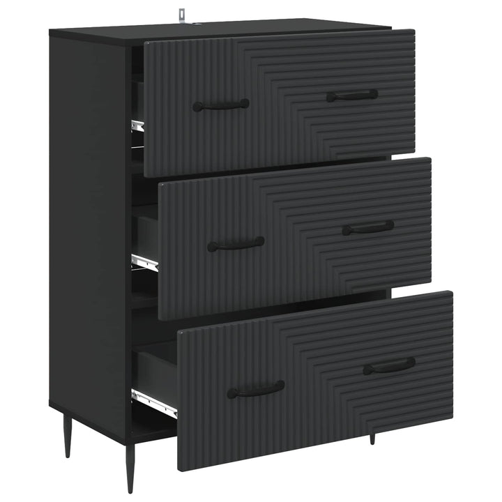Skuffeskab Sort 66 x 34,5 x 89,5 cm Konstrueret træ