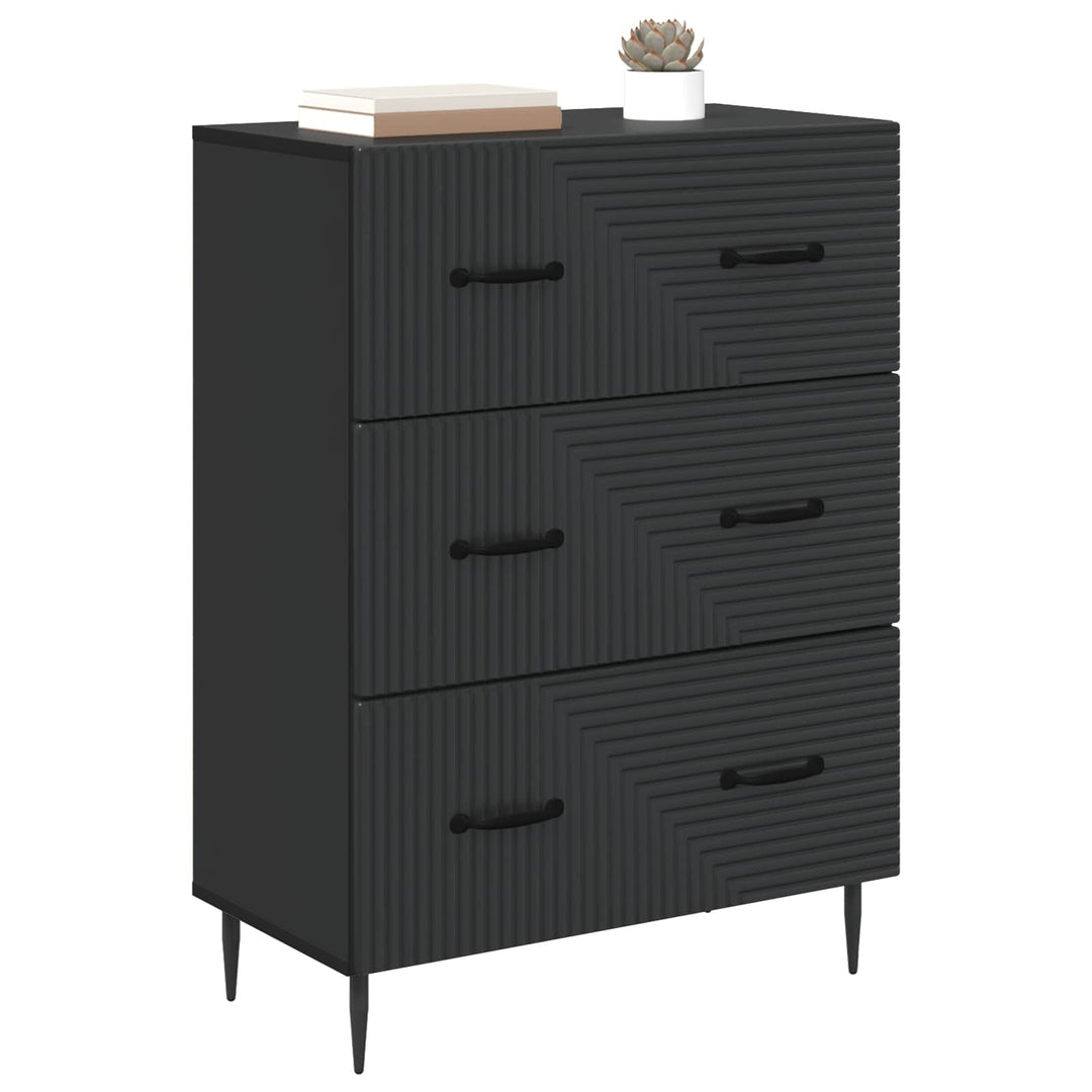 Skuffeskab Sort 66 x 34,5 x 89,5 cm Konstrueret træ