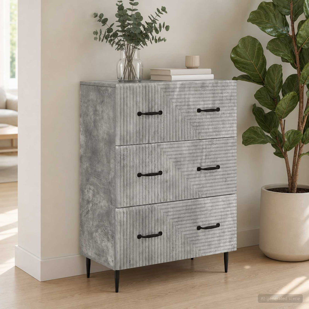 Skuffeskab Betongrå 66 x 34,5 x 89,5 cm Konstrueret træ