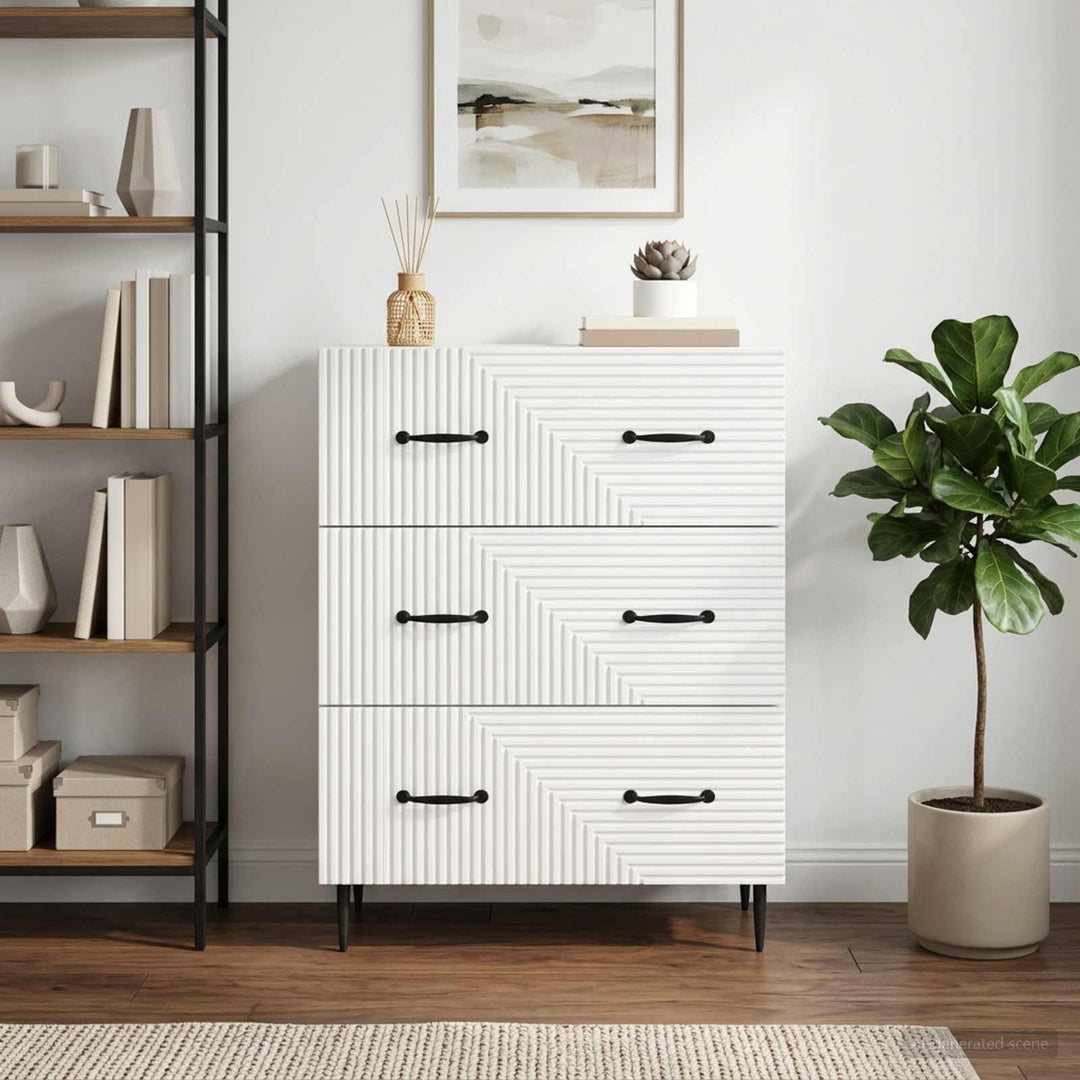 Skuffeskab Hvid højglans 66 x 34,5 x 89,5 cm Konstrueret træ