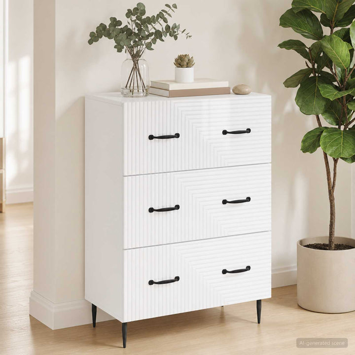 Skuffeskab Hvid højglans 66 x 34,5 x 89,5 cm Konstrueret træ