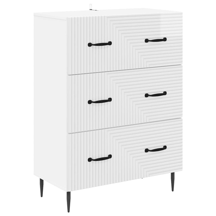 Skuffeskab Hvid højglans 66 x 34,5 x 89,5 cm Konstrueret træ