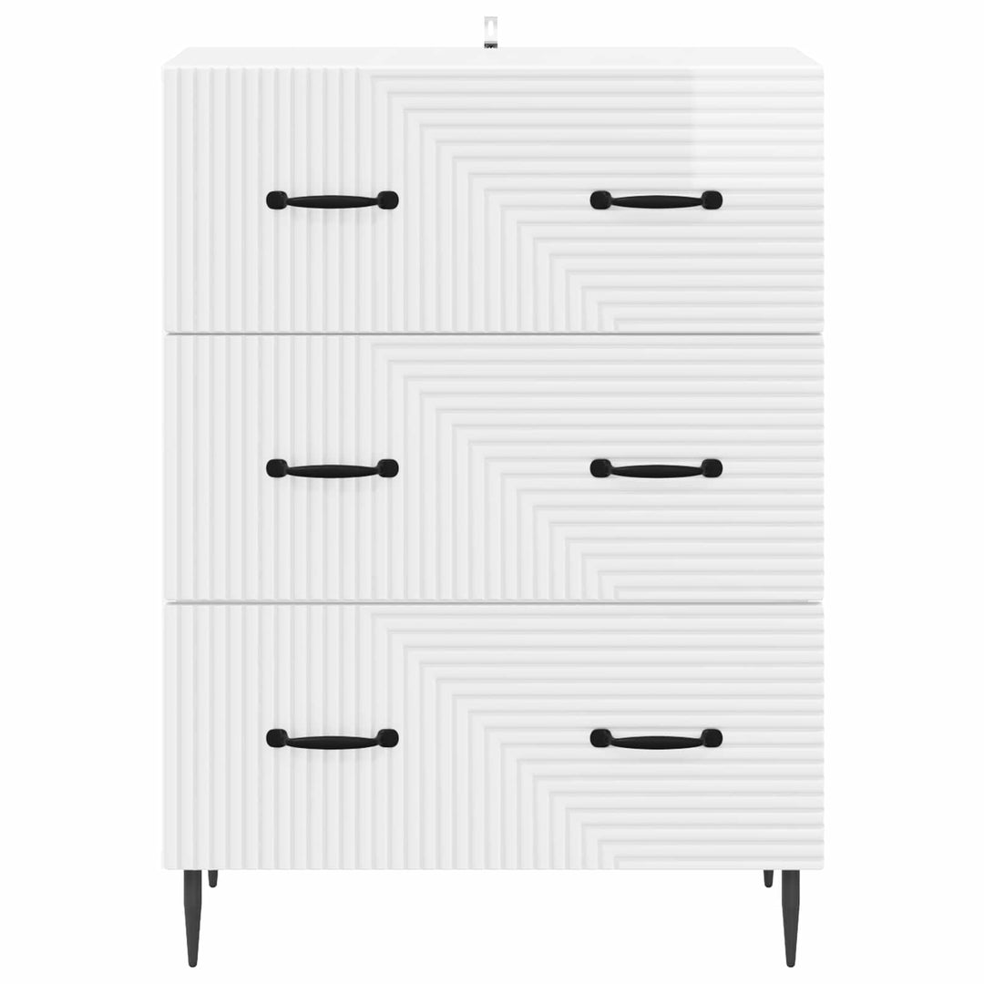 Skuffeskab Hvid højglans 66 x 34,5 x 89,5 cm Konstrueret træ