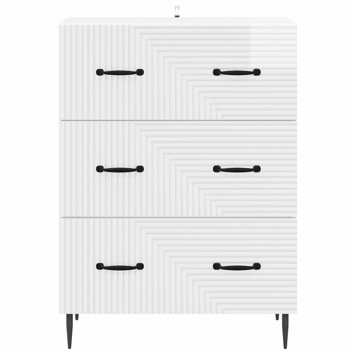 Skuffeskab Hvid højglans 66 x 34,5 x 89,5 cm Konstrueret træ