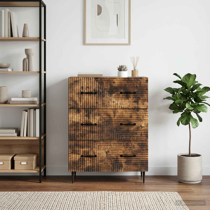 Skuffeskab Røget eg 66 x 34,5 x 89,5 cm Konstrueret træ