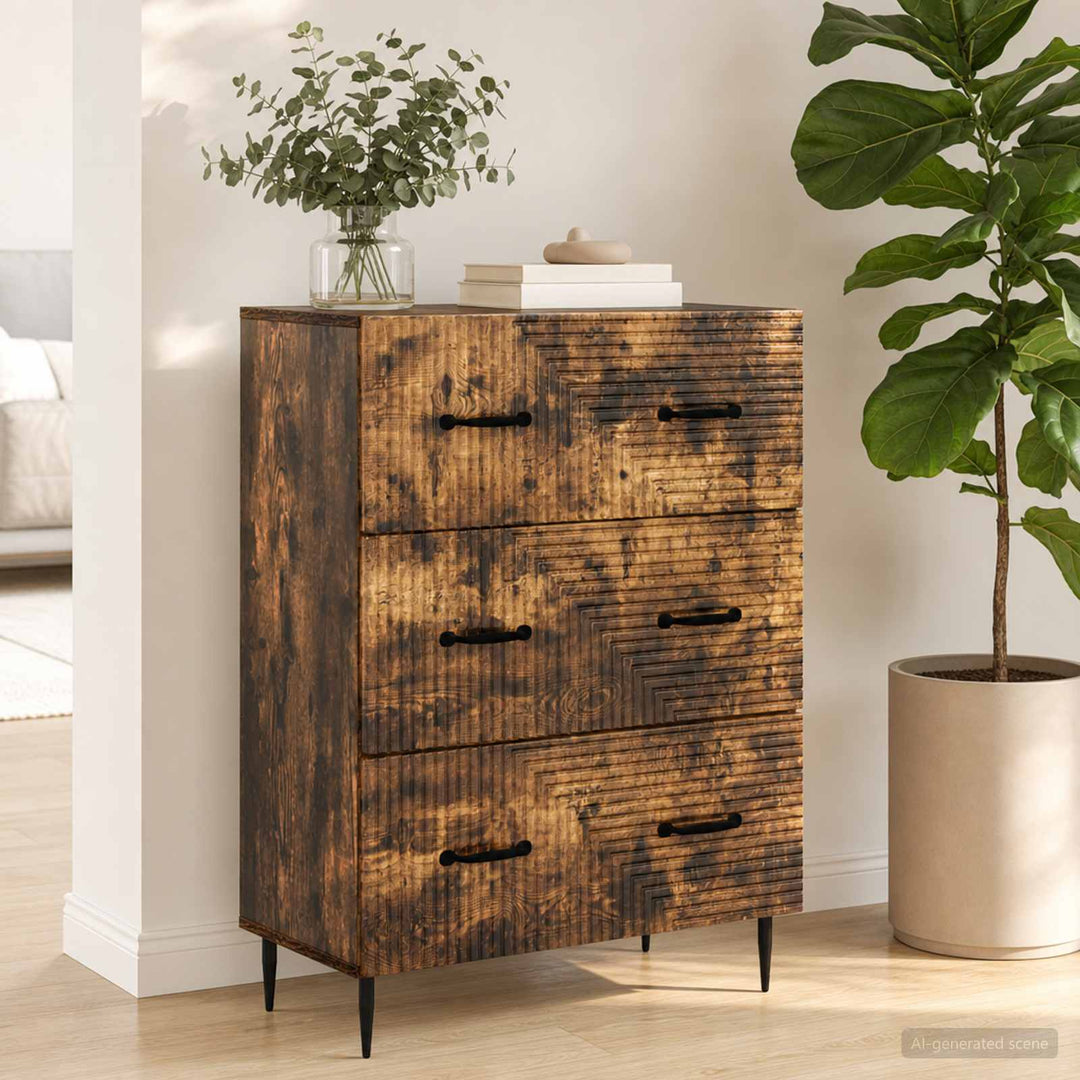 Skuffeskab Røget eg 66 x 34,5 x 89,5 cm Konstrueret træ