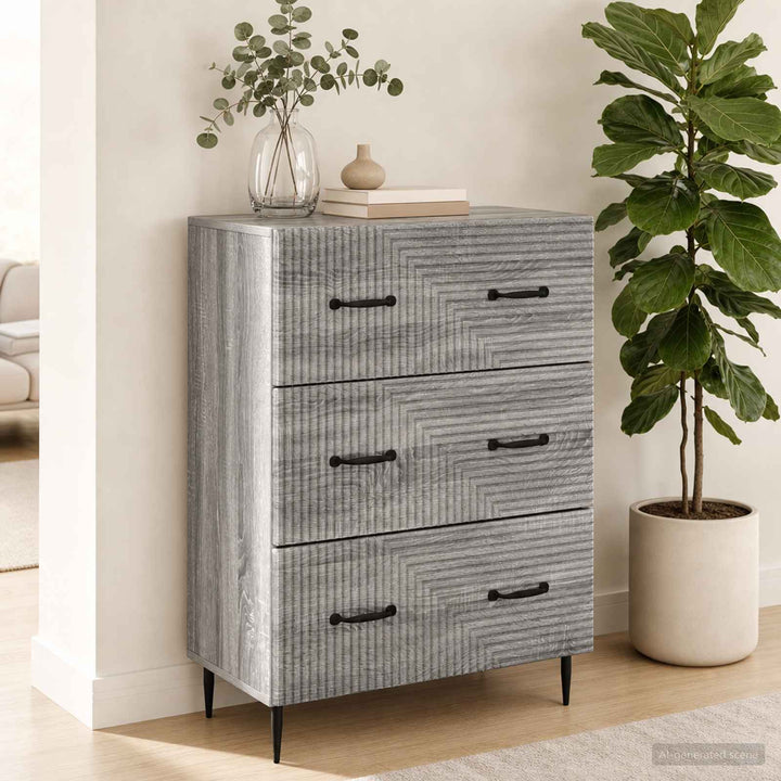 Skuffeskab Grå Sonoma 66 x 34,5 x 89,5 cm Konstrueret træ