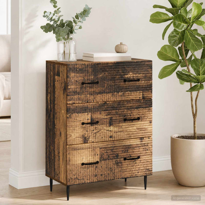 Skuffeskab Gammelt træ 66 x 34,5 x 89,5 cm Konstrueret træ