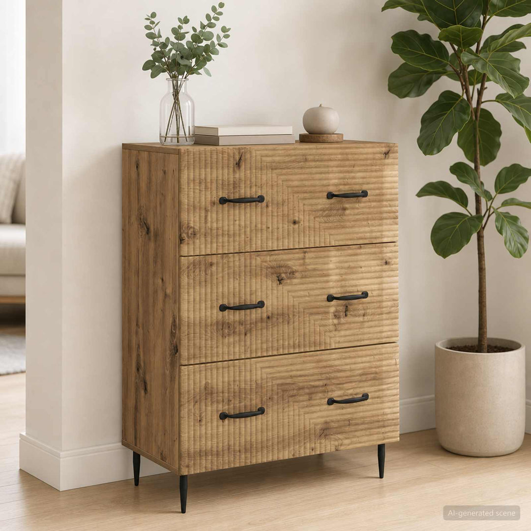 Skuffeskab 66 x 34,5 x 89,5 cm Konstrueret træ Artisan-eg
