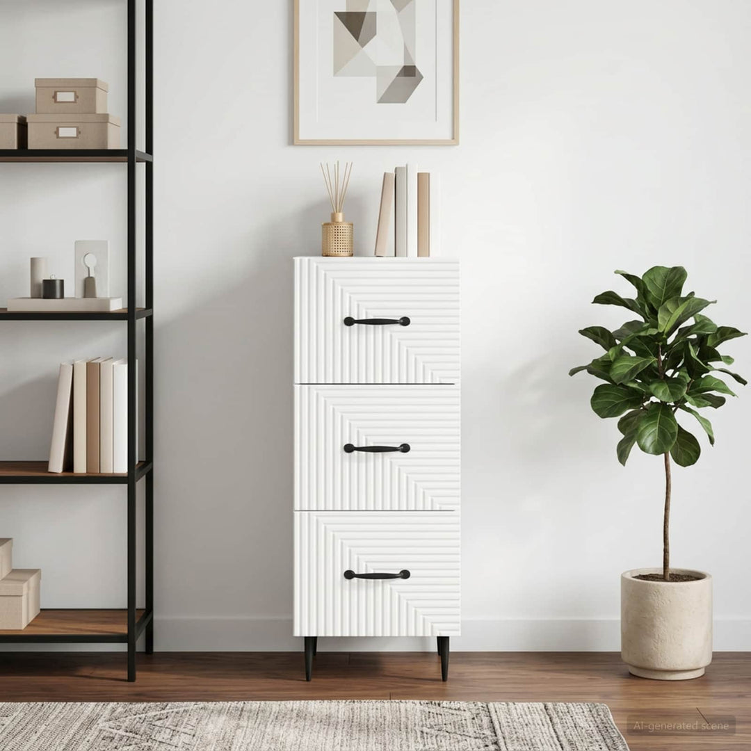 Skuffeskab Hvid 33 x 34,5 x 89,5 cm Konstrueret træ