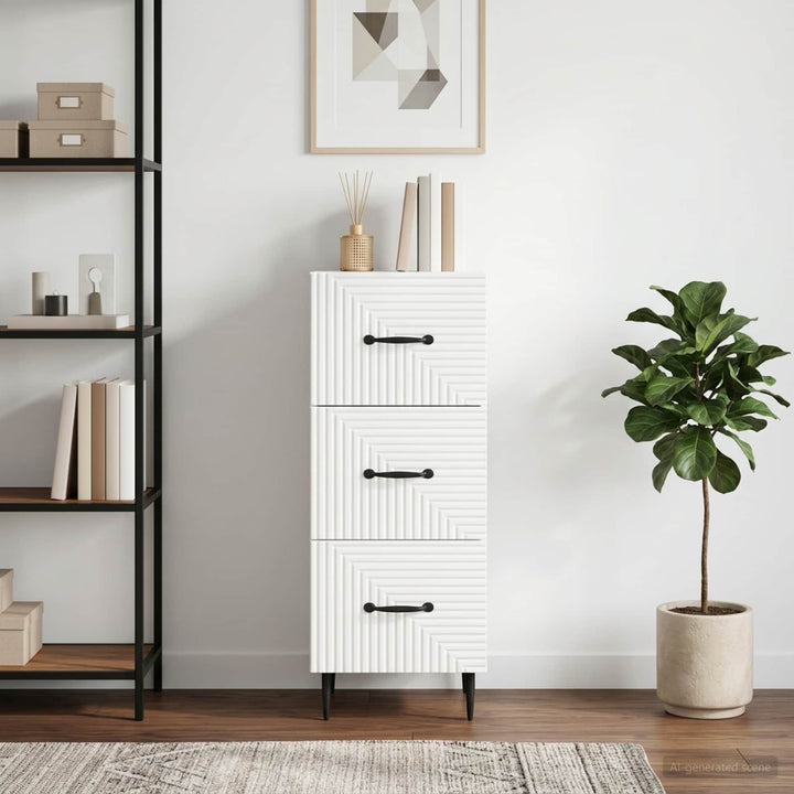 Skuffeskab Hvid 33 x 34,5 x 89,5 cm Konstrueret træ
