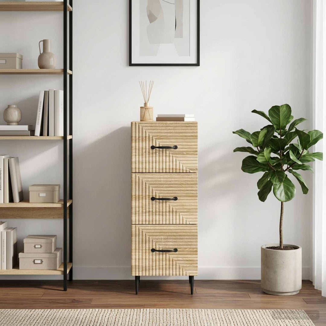 Skuffeskab Sonoma-eg 33 x 34,5 x 89,5 cm Konstrueret træ