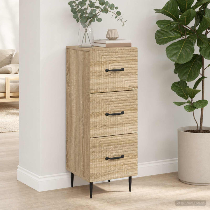 Skuffeskab Sonoma-eg 33 x 34,5 x 89,5 cm Konstrueret træ