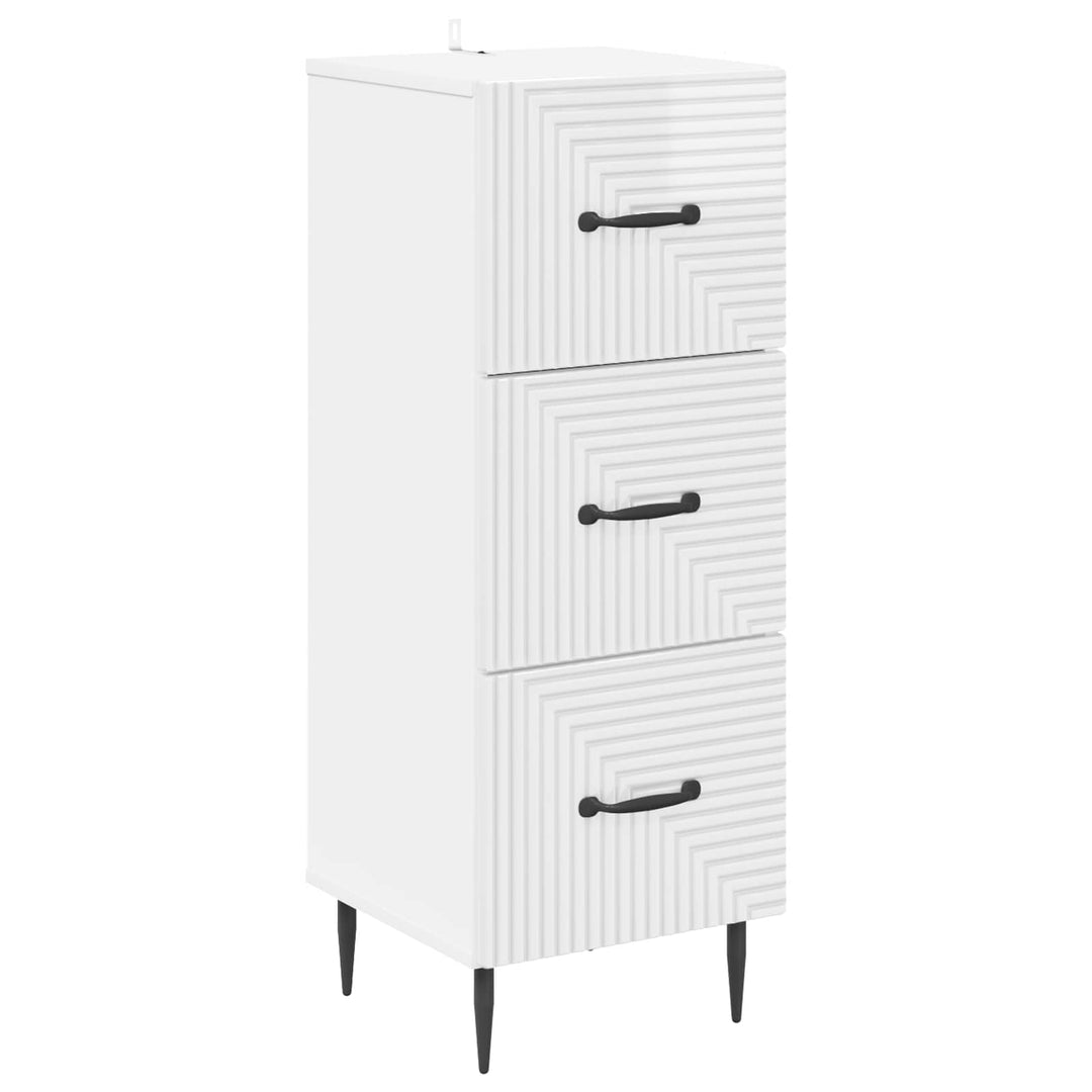 Skuffeskab Hvid højglans 33 x 34,5 x 89,5 cm Konstrueret træ