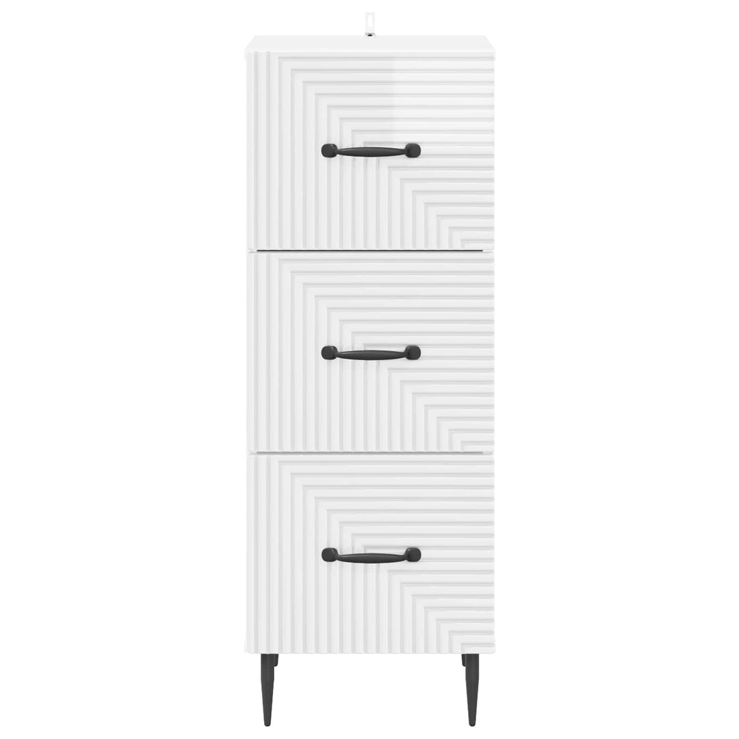 Skuffeskab Hvid højglans 33 x 34,5 x 89,5 cm Konstrueret træ