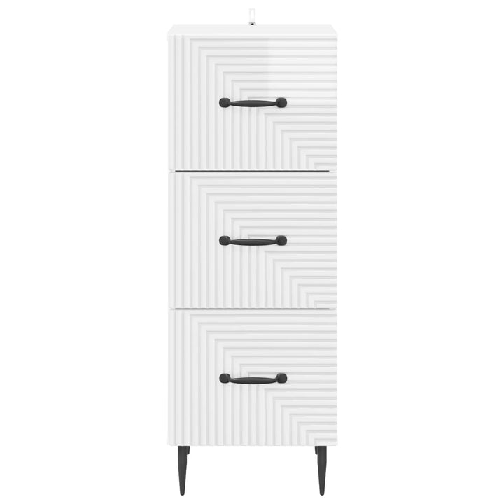 Skuffeskab Hvid højglans 33 x 34,5 x 89,5 cm Konstrueret træ