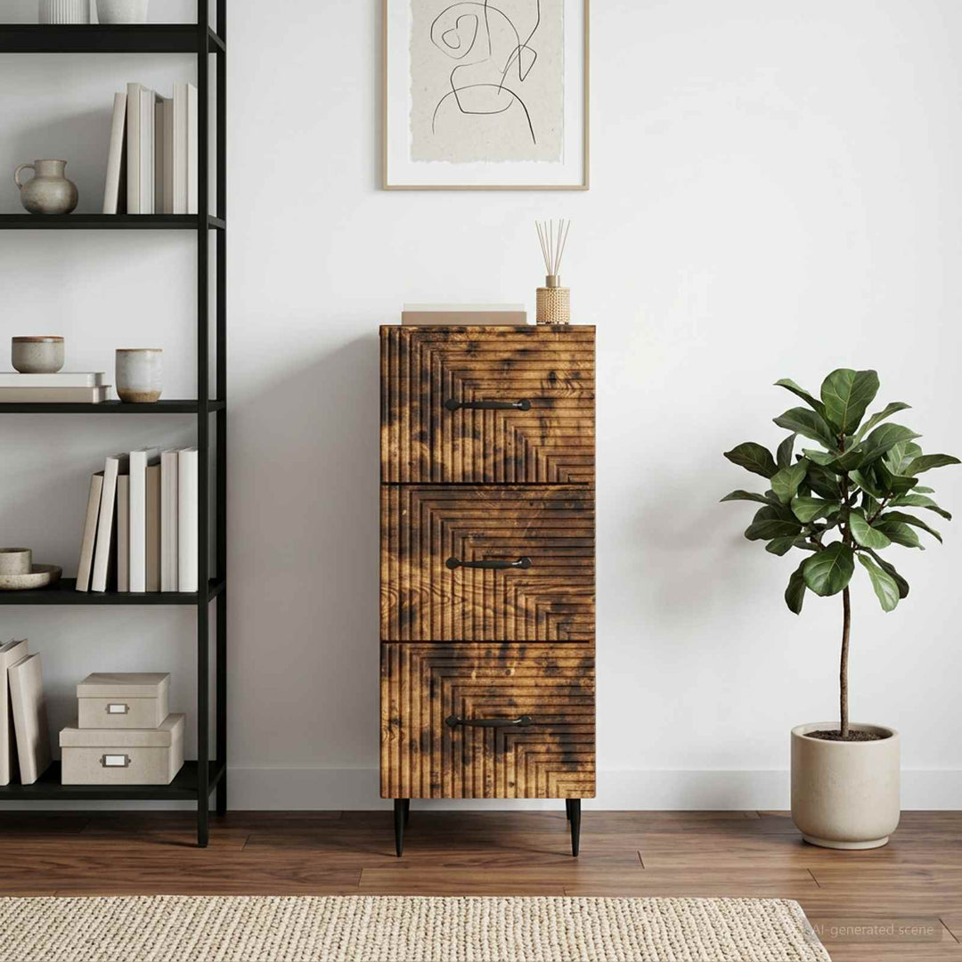 Skuffeskab Røget eg 33 x 34,5 x 89,5 cm Konstrueret træ